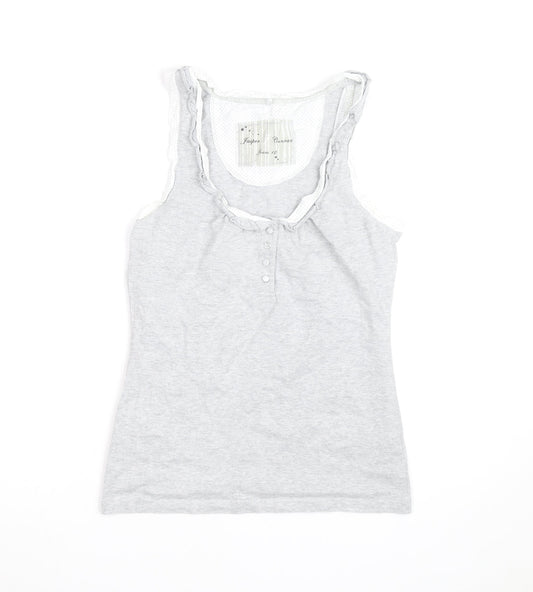 Jasper Conran Women’s Grey Cotton Ruffle Tank Top Size 10