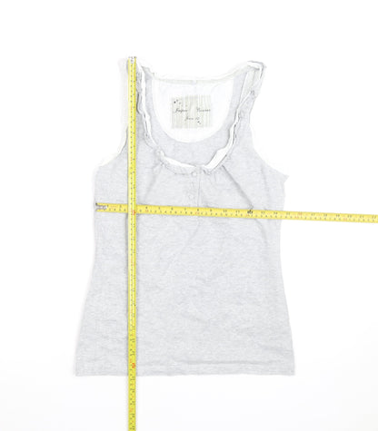 Jasper Conran Women’s Grey Cotton Ruffle Tank Top Size 10