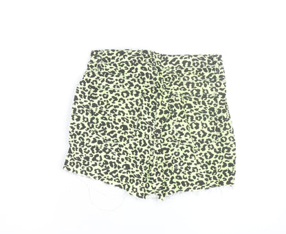 Denim Co. Women’s Green Leopard Print Cut-Off Shorts Size 12