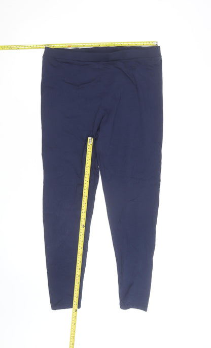 Marks and Spencer Women's Blue Jersey Cotton Stretch Leggings Size 16