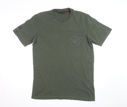 Superdry Men’s Green Army Themed Crew Neck Cotton T-Shirt Size S
