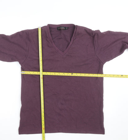 Jessica Reid Womens Purple V-Neck Cotton Long Sleeve Jumper Size 8/10