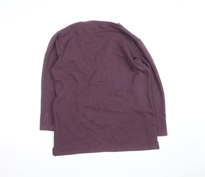 Jessica Reid Womens Purple V-Neck Cotton Long Sleeve Jumper Size 8/10