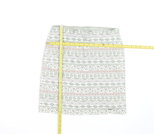Hollister Womens Green Aztec Stretch Jersey Pencil Skirt L