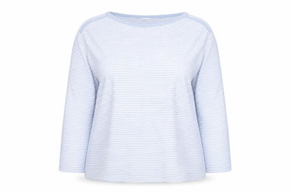 Berkert Women Blue Striped Cotton Long Sleeve Pullover Jumper Size 16
