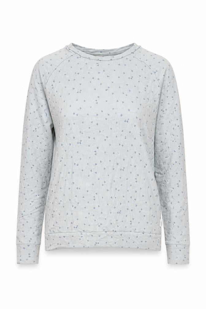 FatFace Women's Blue Heart Print Long Sleeve Cotton T-Shirt L