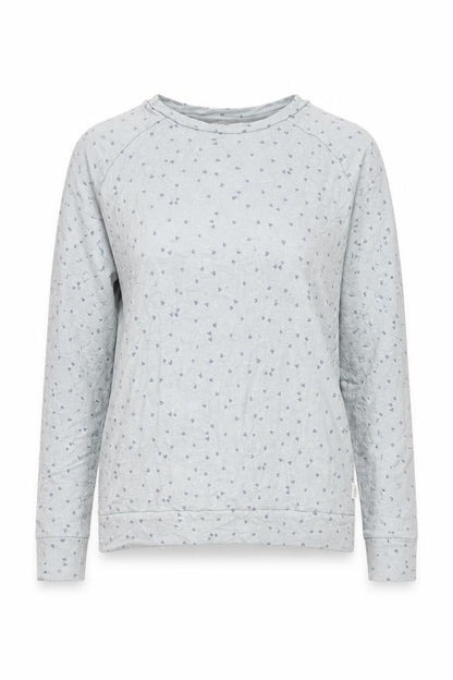 FatFace Women's Blue Heart Print Long Sleeve Cotton T-Shirt L