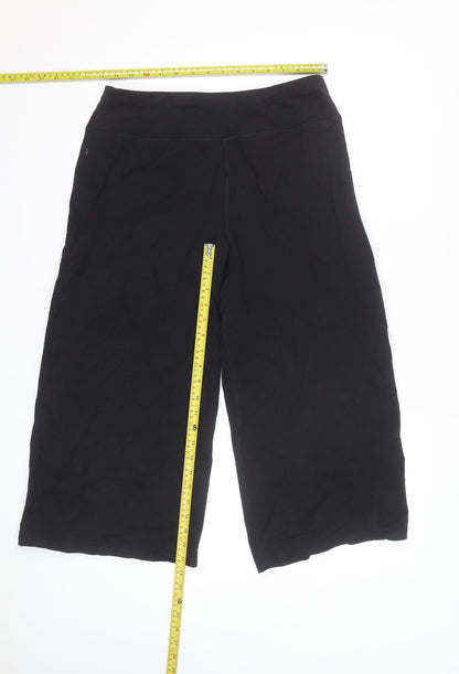 Marks and Spencer Women’s Black Cropped Wide-Leg Cotton Trousers Size 12