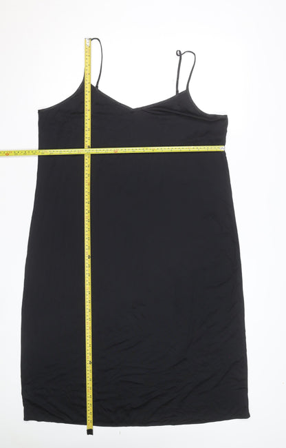 Marks and Spencer Women’s Black Slip Dress Size 12 Satin V-Neck