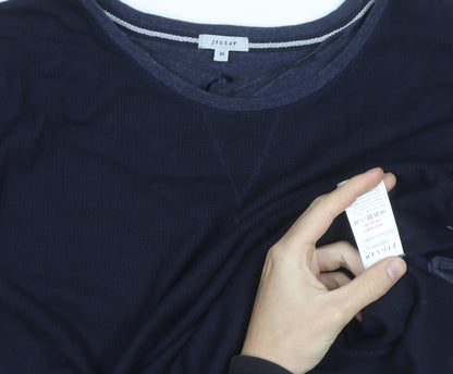 Jigsaw Men's Blue Cotton Modal Crew Neck Pullover Jumper M