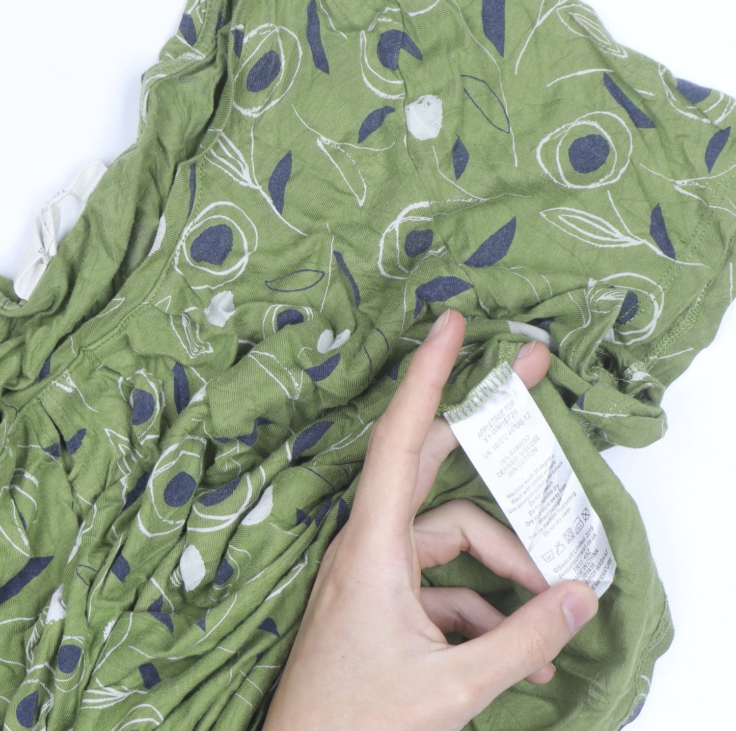 Seasalt Cornwall Women’s Green Floral Viscose Tunic Blouse Size 12