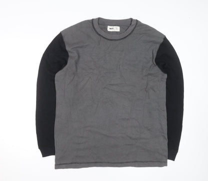 Hollister Men's Grey Waffle-Knit Long Sleeve Pullover Jumper XL