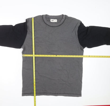 Hollister Men's Grey Waffle-Knit Long Sleeve Pullover Jumper XL