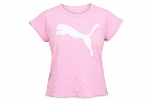 Front view of Puma Women's Pink Basic Sports T-Shirt, size 10