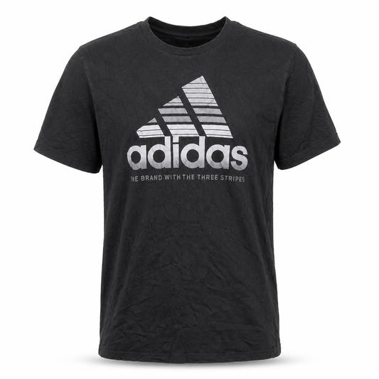 Front view of Adidas Men's Black XS Graphic Sports Cotton T-Shirt