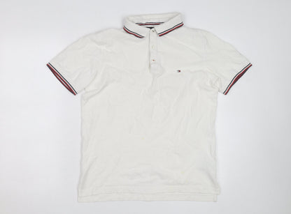 Tommy Hilfiger Men's White Slim Fit Polo Shirt XL Classic Casual