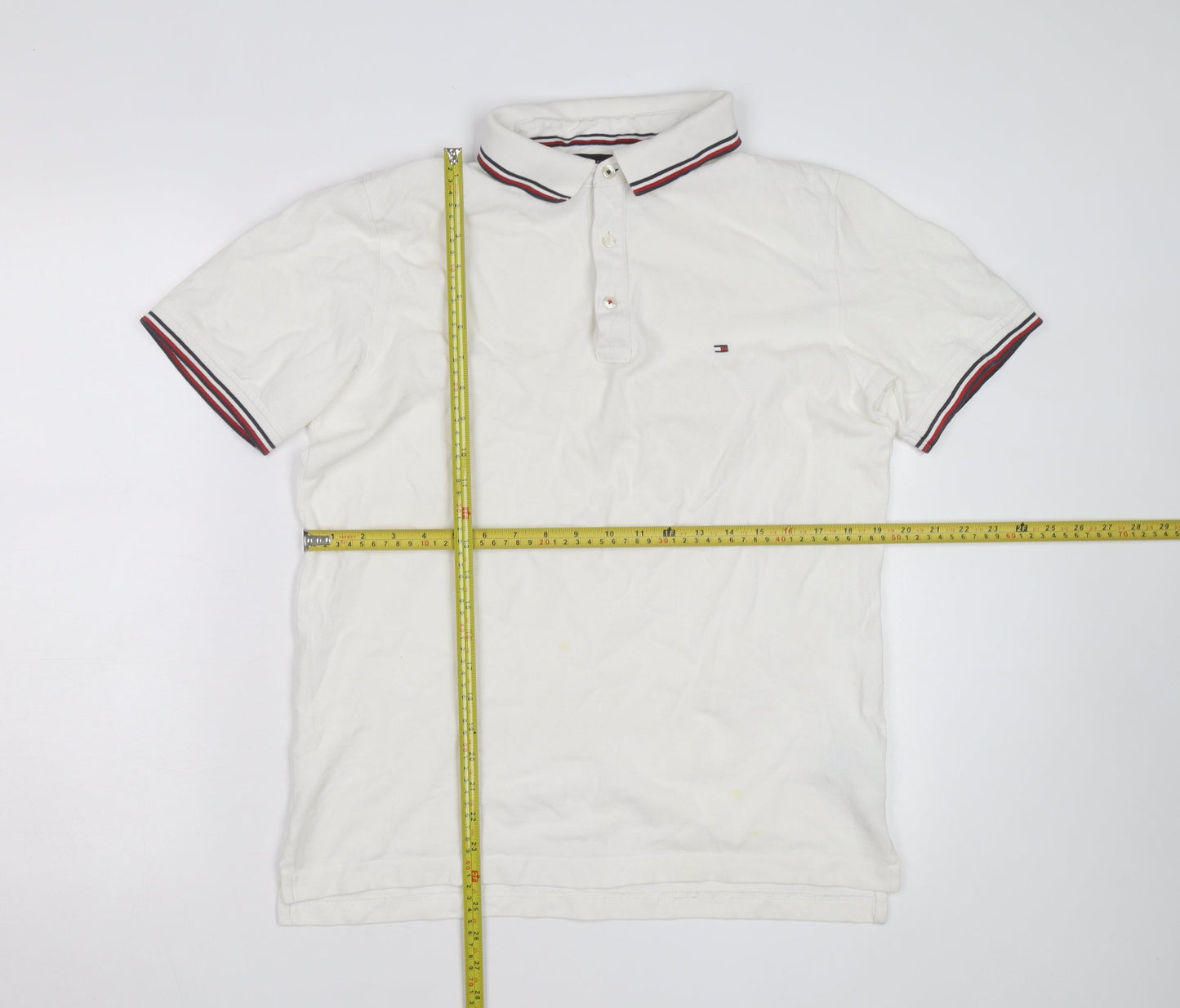 Tommy Hilfiger Men's White Slim Fit Polo Shirt XL Classic Casual