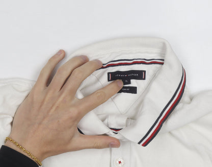 Tommy Hilfiger Men's White Slim Fit Polo Shirt XL Classic Casual