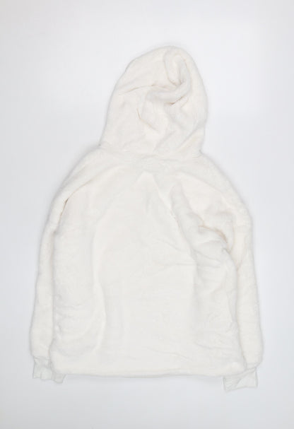 The Lounge Edit Women White Size 12 Pullover Hoodie Fleece Soft Plush