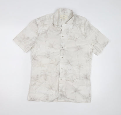 Marks and Spencer Men's Beige Tropical Short Sleeve Button-Up Shirt S