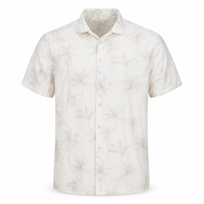 Marks & Spencer Men's Beige Tropical Short Sleeve Button-Up Shirt S