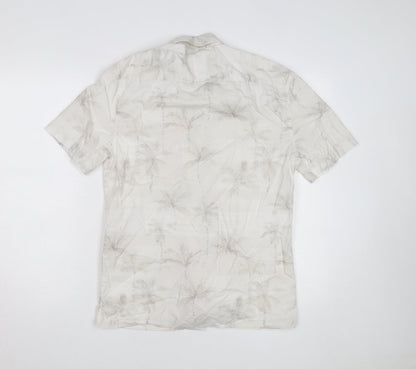 Marks and Spencer Men's Beige Tropical Short Sleeve Button-Up Shirt S