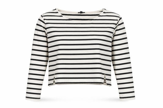 River Island Women White Striped Cropped T-Shirt Size 6