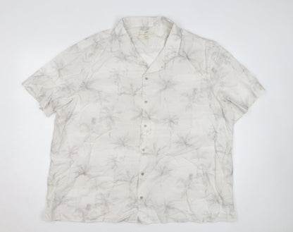 Marks and Spencer Men's Beige 4XL Regular Fit Short Sleeve Hawaiian Shirt
