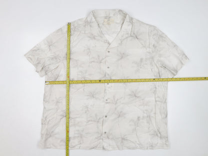 Marks and Spencer Men's Beige 4XL Regular Fit Short Sleeve Hawaiian Shirt