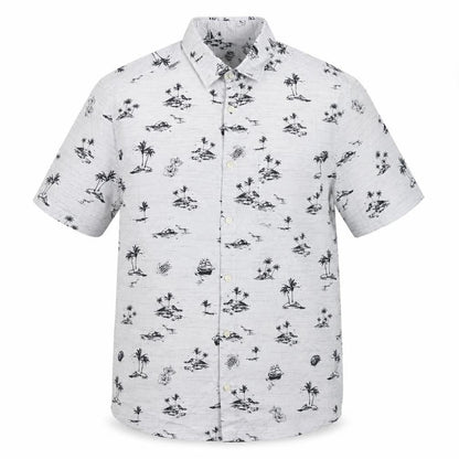 Marks & Spencer Men's White Tropical Print Regular Short Sleeve Shirt Size S
