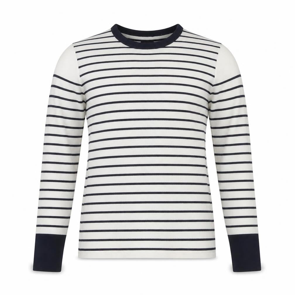 Warehouse Women’s Navy Stripe Crew Neck Jumper UK 10 Cotton Blend Long Sleeve