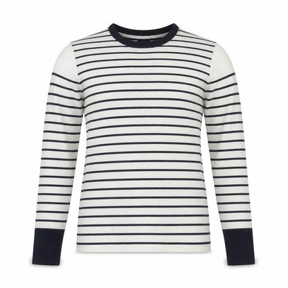 Warehouse Women’s Navy Stripe Crew Neck Jumper UK 10 Cotton Blend Long Sleeve