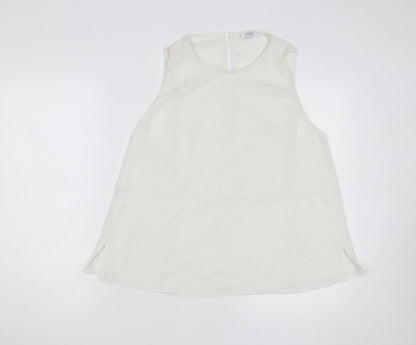 Mango Women Ivory Sleeveless Chiffon Blouse Size 14