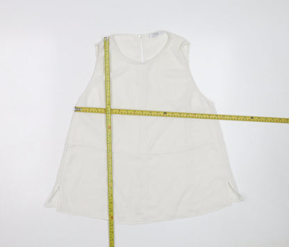 Mango Women Ivory Sleeveless Chiffon Blouse Size 14