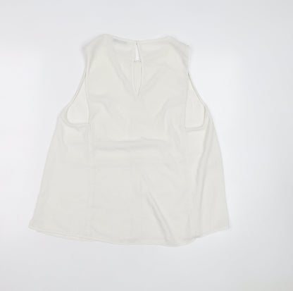 Mango Women Ivory Sleeveless Chiffon Blouse Size 14