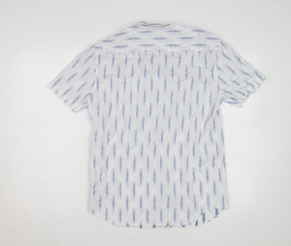 Marks and Spencer Men's White Short Sleeve Linen Blend Button-Up Shirt Size M
