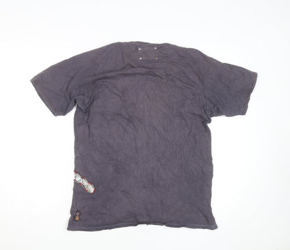 Elvis Jesus Men's Grey XL Graphic Bird Embroidered Cotton T-Shirt