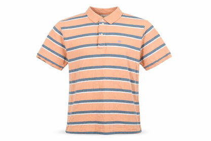 Ralph Lauren Men's Orange Striped Cotton Polo Shirt L