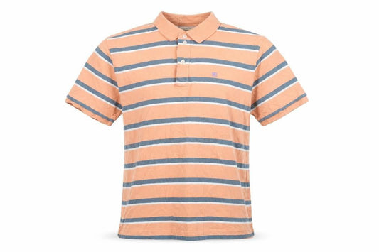 Ralph Lauren Men's Orange Striped Cotton Polo Shirt L