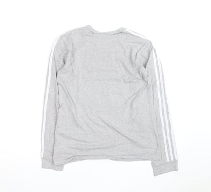 Adidas Womens Grey Long Sleeve Crew Neck T-Shirt Size 8