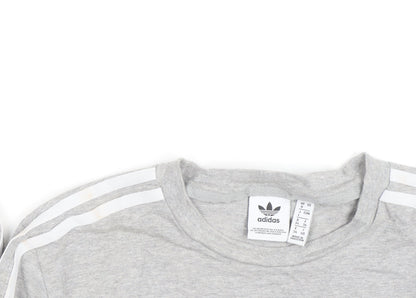 Adidas Womens Grey Long Sleeve Crew Neck T-Shirt Size 8