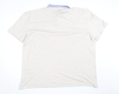 Label J Men’s Beige Short Sleeve Button-Up Shirt Size L Cotton Blend
