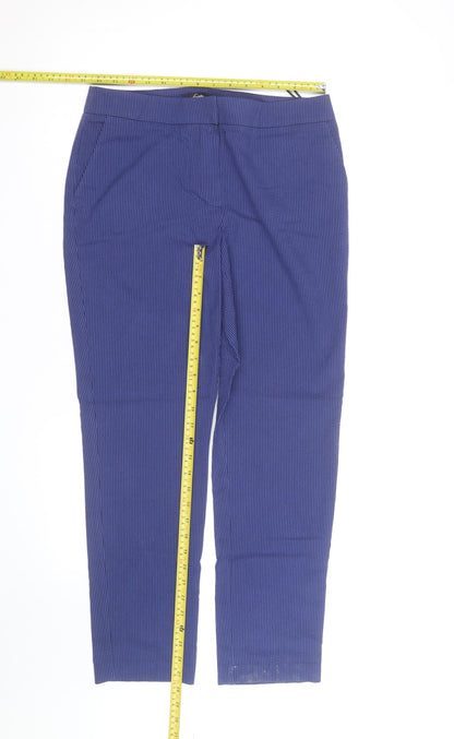 Marks and Spencer Women Blue Pinstripe Slim Fit Trousers Size 10