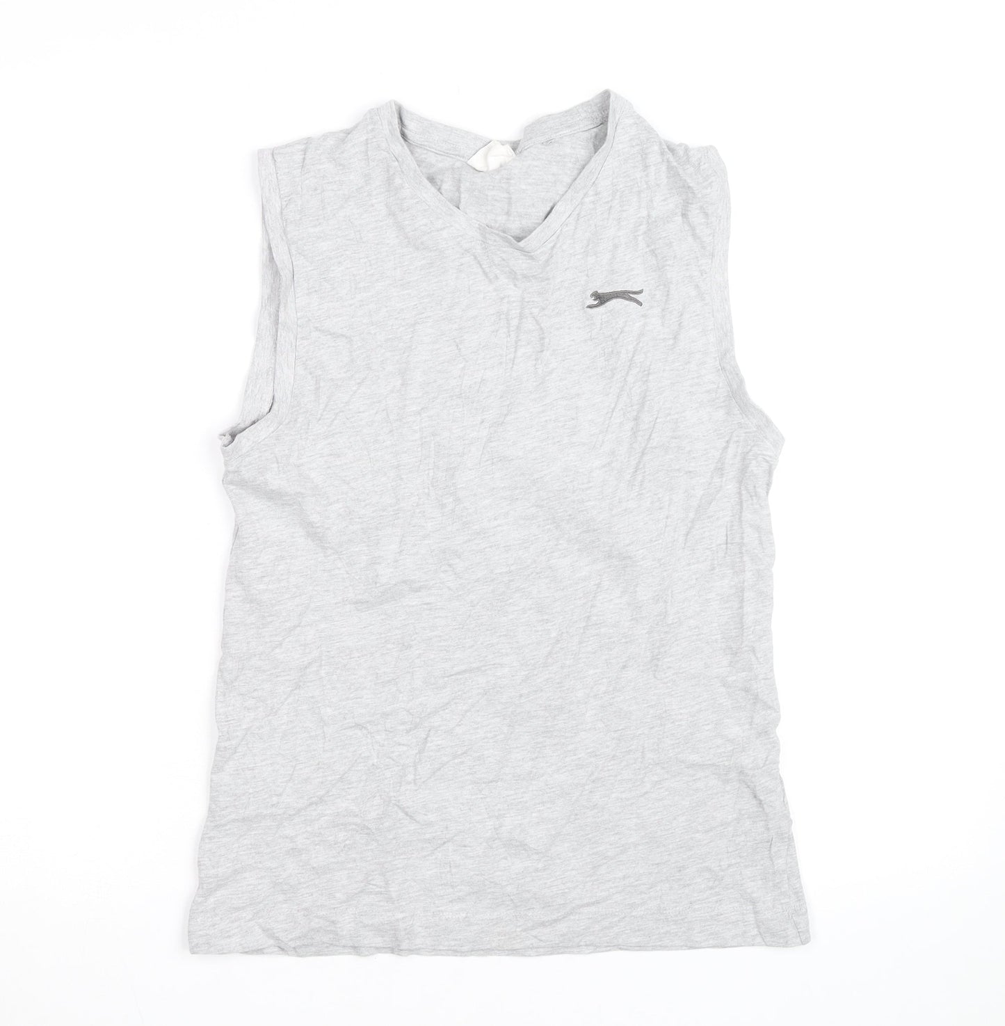 Slazenger Mens Grey Sleeveless V-Neck Cotton T-Shirt XS