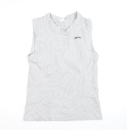Slazenger Mens Grey Sleeveless V-Neck Cotton T-Shirt XS