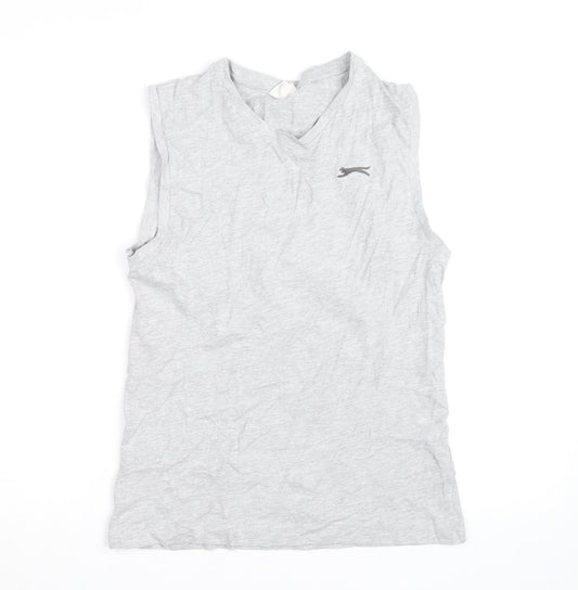 Slazenger Mens Grey Sleeveless V-Neck Cotton T-Shirt XS