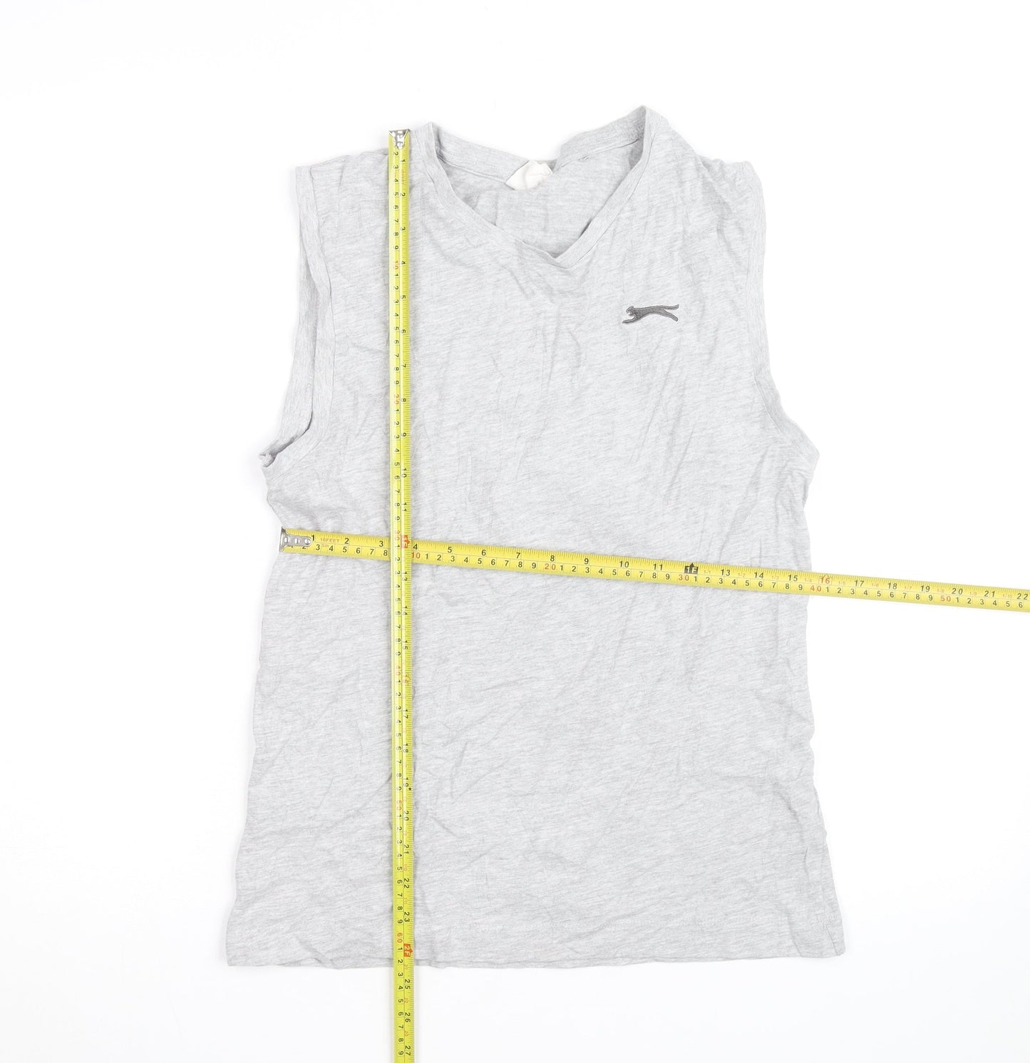 Slazenger Mens Grey Sleeveless V-Neck Cotton T-Shirt XS