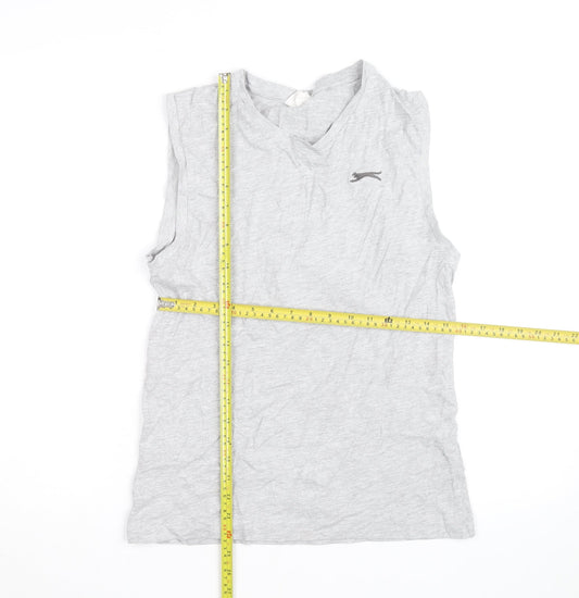 Slazenger Mens Grey Sleeveless V-Neck Cotton T-Shirt XS