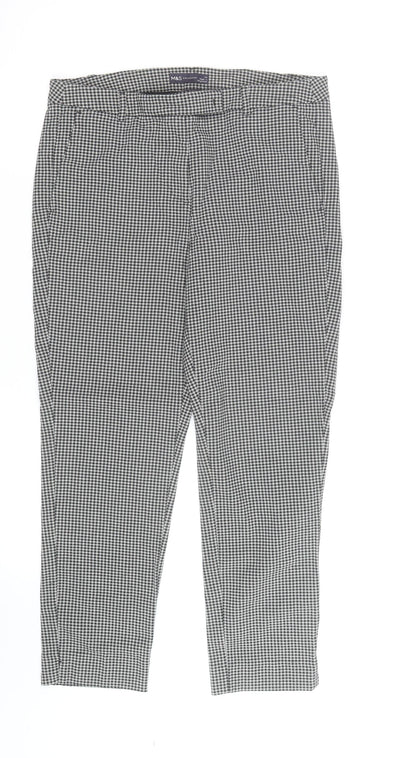 Marks and Spencer Women's Black Houndstooth Cropped Trousers Size 18