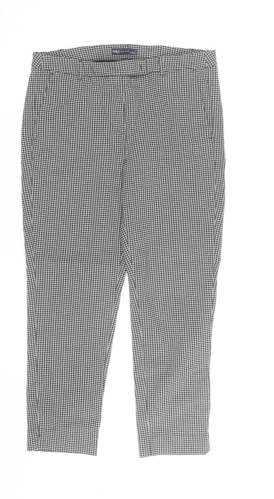 Marks and Spencer Women's Black Houndstooth Cropped Trousers Size 18